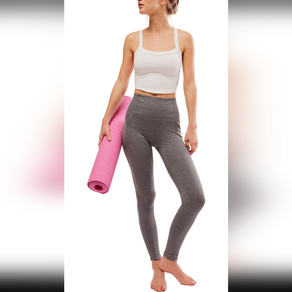 Free People Movement You Know It High Wasted Leggings Large Gray NWT$98